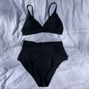 Aerie black high waisted crossover bikini set